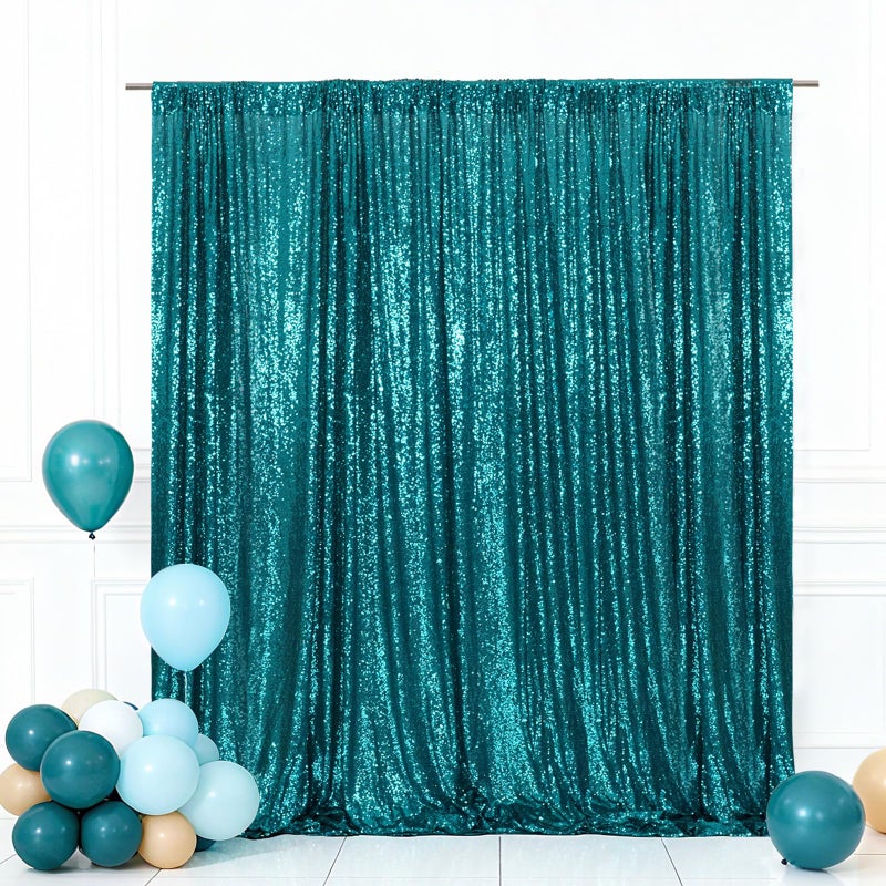 Eternal Beauty Teal Sequin Backdrop, 10x10 Ft Glitter Background Curtains for Shimmer Photography Party Wedding Birthday Back Drop Decor - Image 1